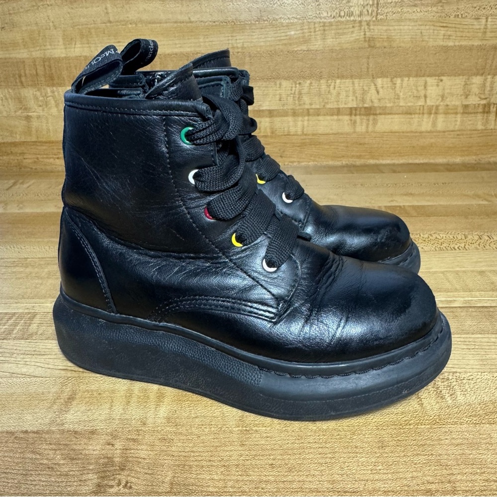 ALEXANDER MCQUEEN Hybrid Lace-up Boots BLACK/ Multi Leather Kids EU 30/ US 12